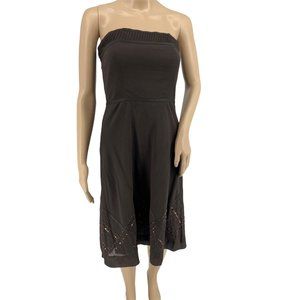 Ann Taylor Loft strapless dress 2 brown metallic beaded NWT